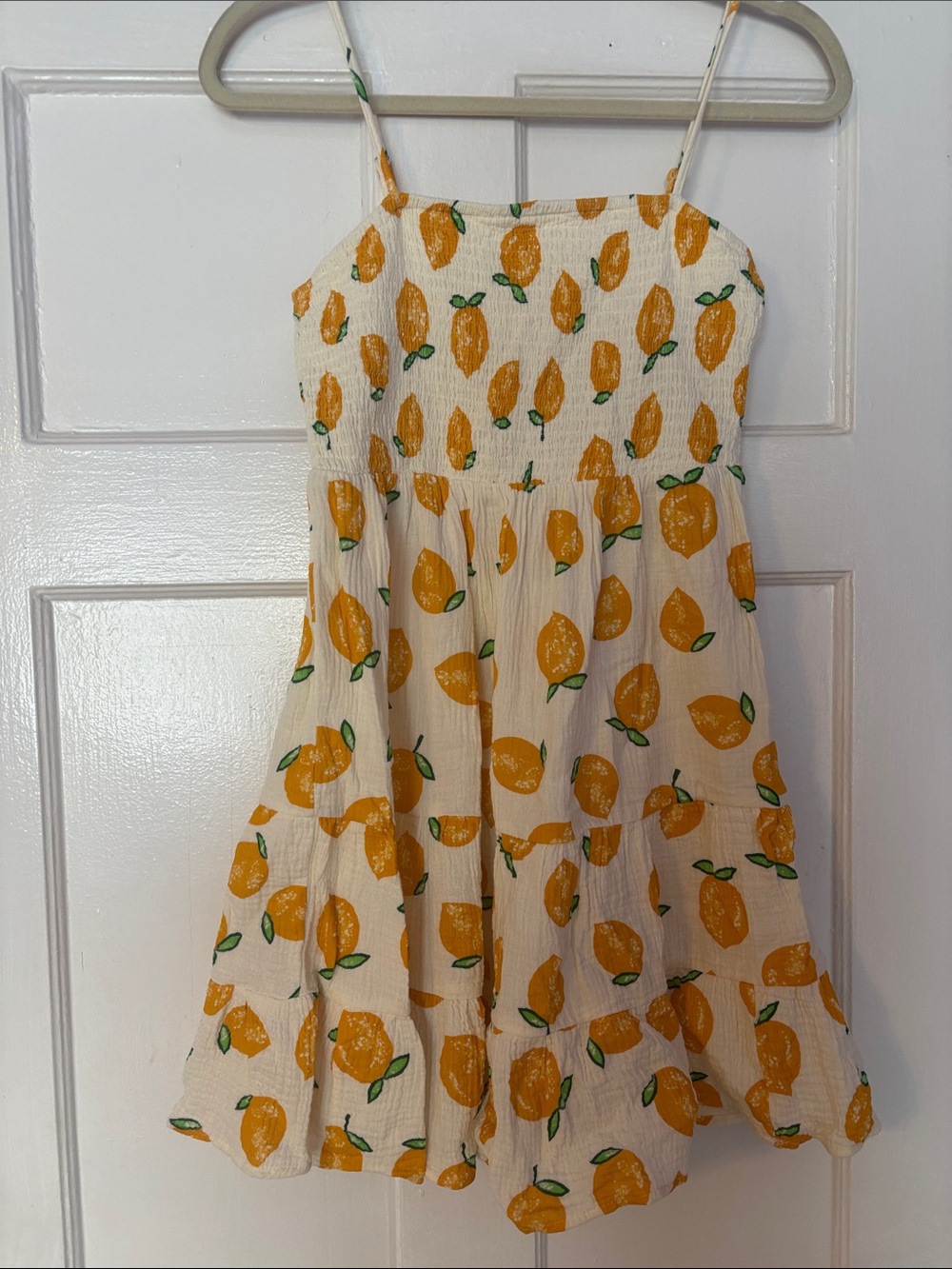 Womens’ Yellow Lemon Print Sundress - Sleeveless Smocked Bodice